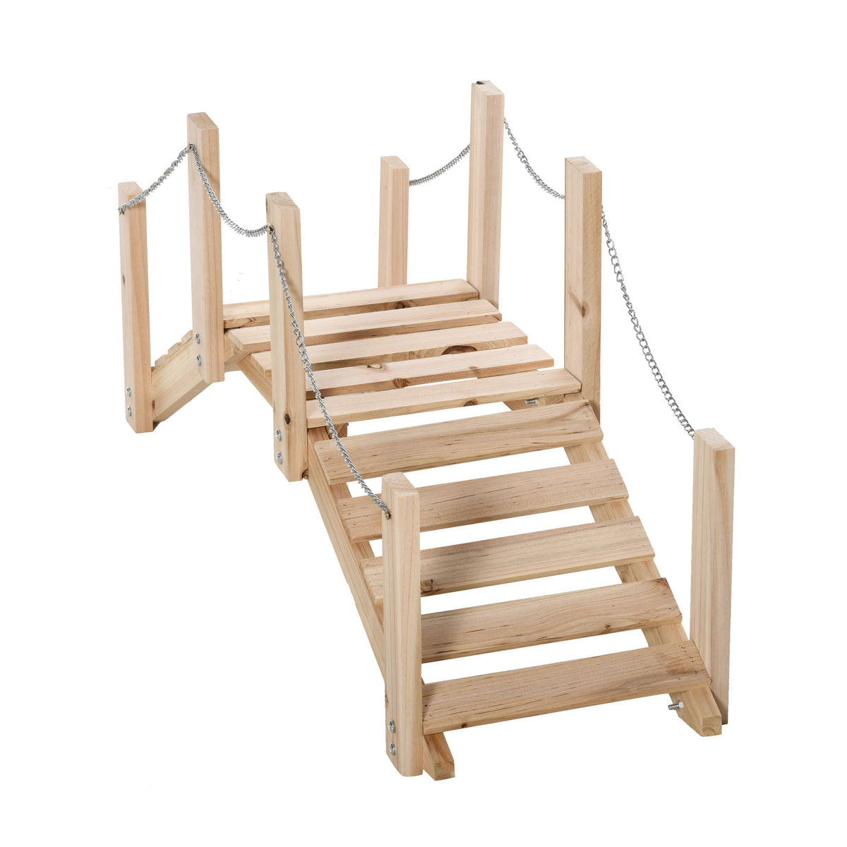 Puente De Jardín Outsunny Madera De Abeto Madera Natural 100x32x48 Cm_0