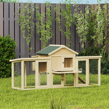 Gallinero Pawhut Madera De Abeto Madera Natural 204x85x93 Cm_1