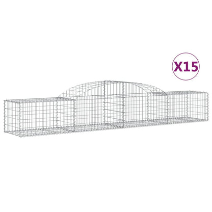 Cestas De Gaviones 15 Uds Forma De Arco Hierro 300x50x40/60 Cm_0