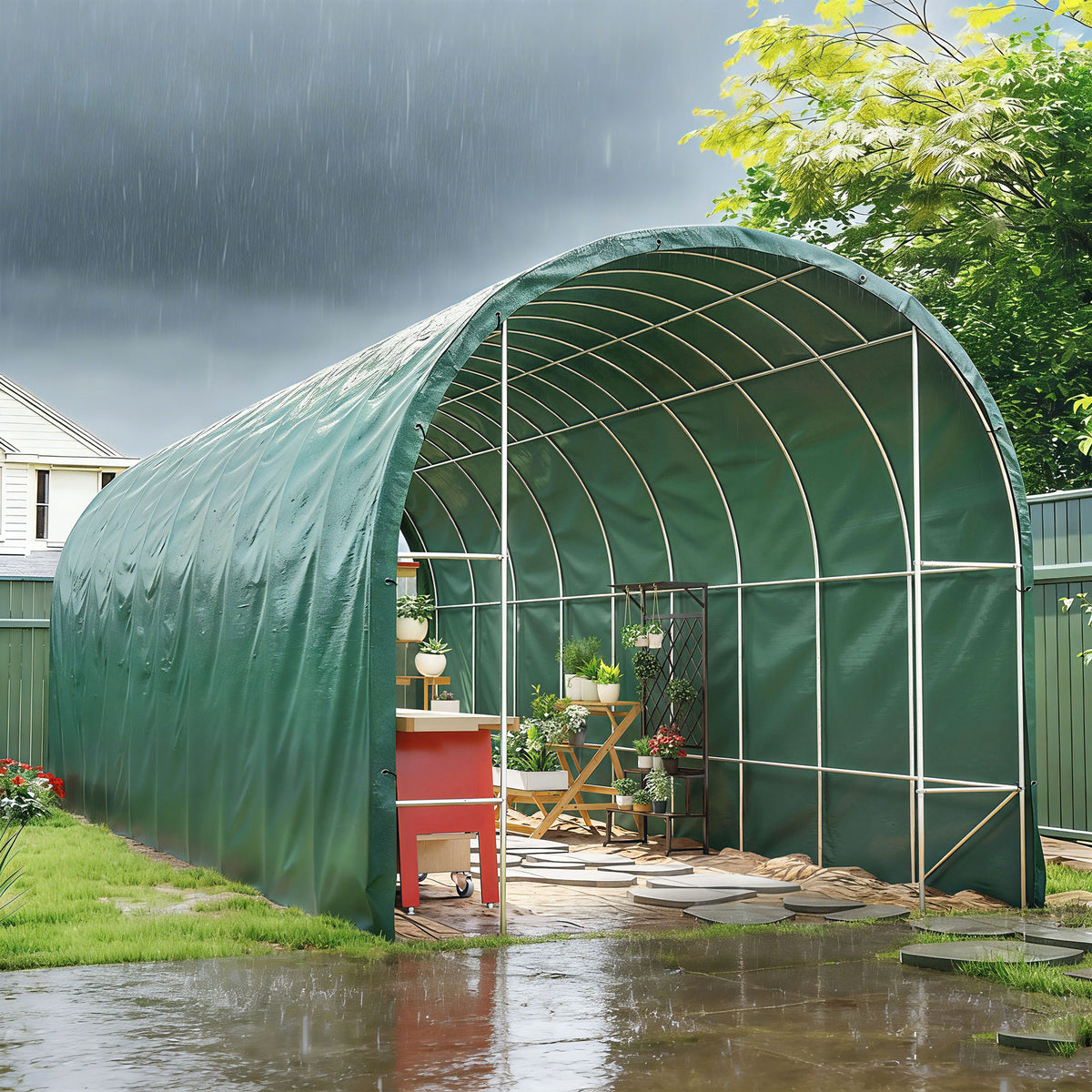 Lona Impermeable Exterior Outsunny Pe Verde 800x600 Cm_1