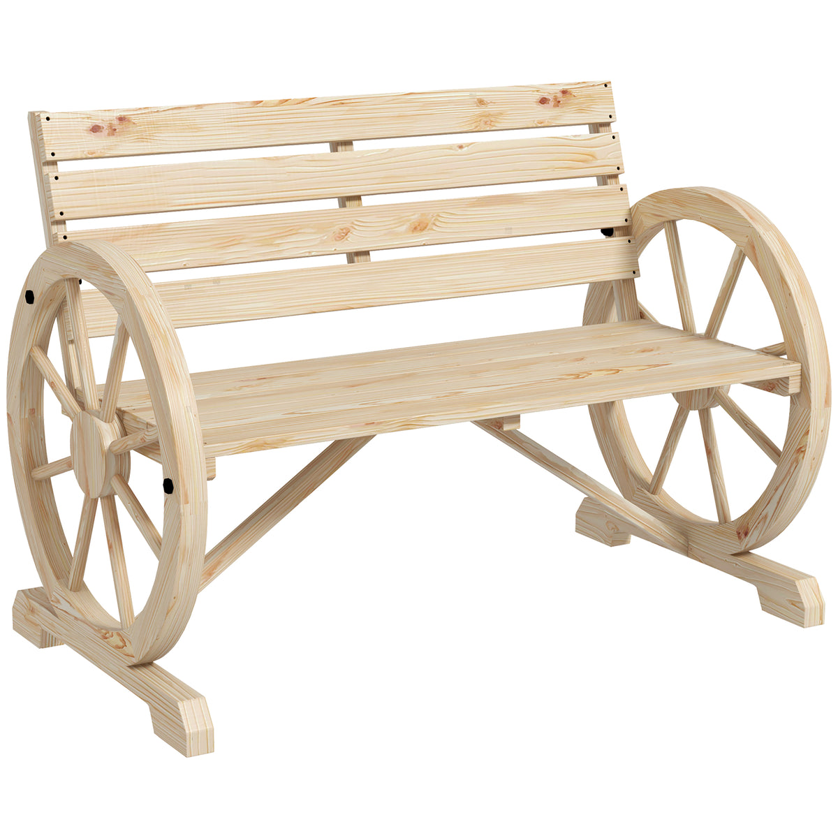 Banco De Jardín Outsunny Madera De Abeto Madera Natural 105.5x56x79 Cm_0