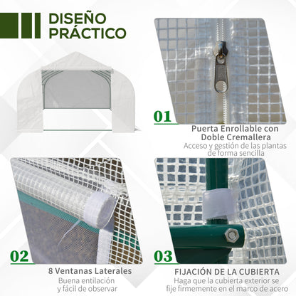 Invernadero De Jardín Outsunny Blanco 593x300x200 Cm_5