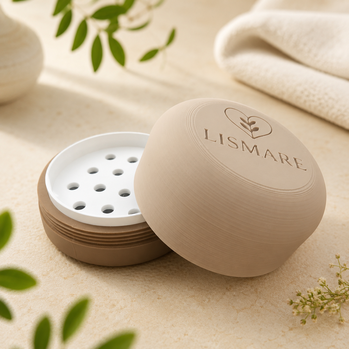 Jabonera para champú sólido con tapa de rosca y drenaje – viaje y gimnasio – Lismare_2