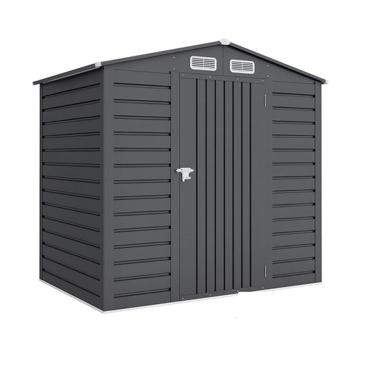 Caseta De Jardín Outsunny Acero Galvanizado Gris 190x131x188 Cm 84h-115v00gy_0