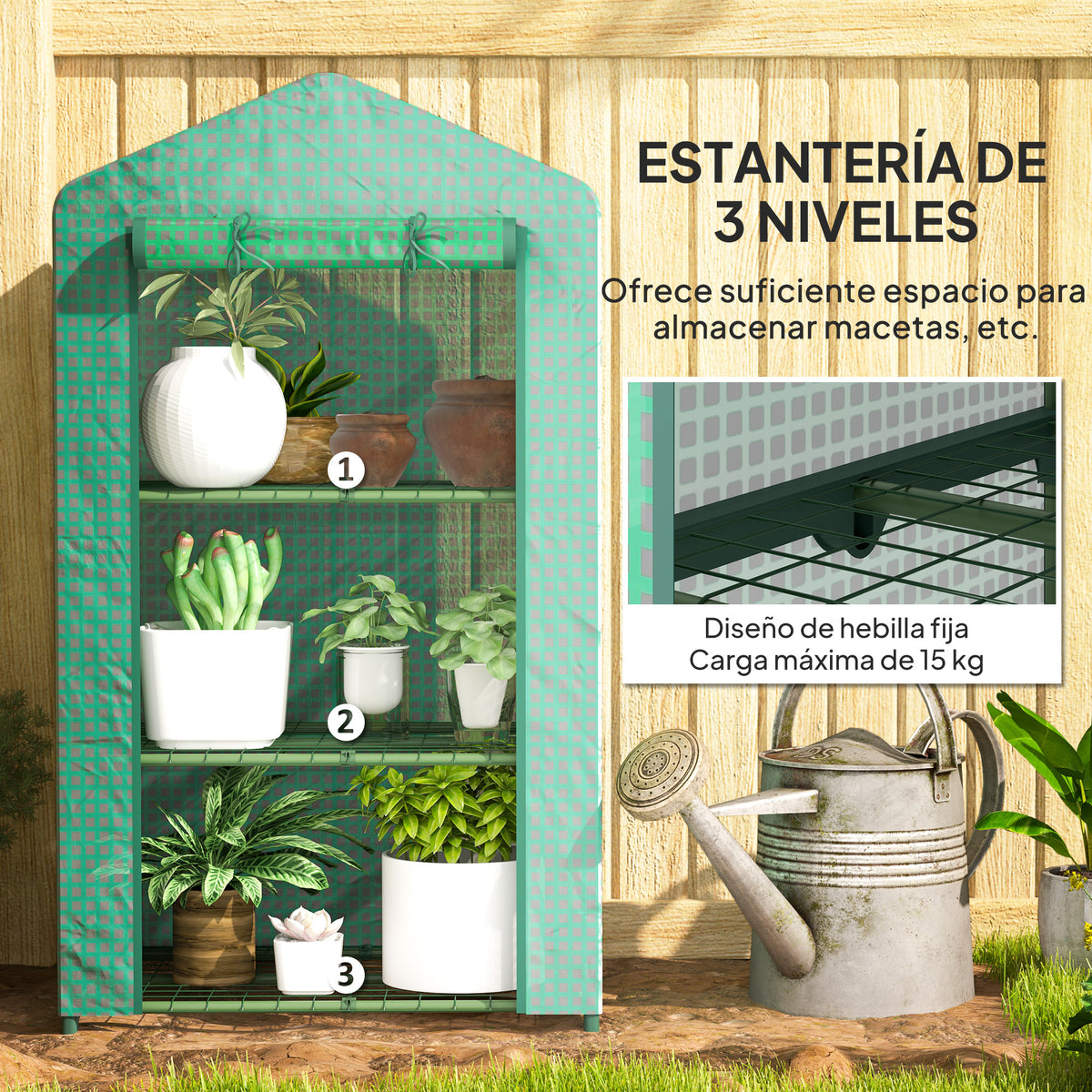 Invernadero De Jardín Outsunny Metal, Pe Verde 69x49x125 Cm_5