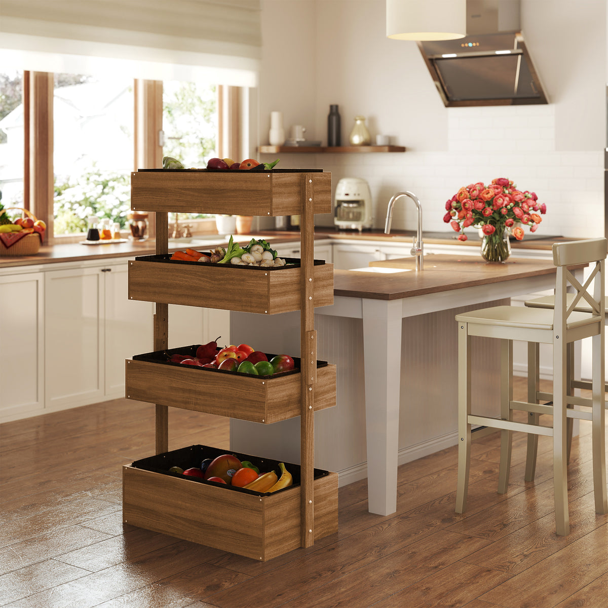 Jardinera Outsunny Madera De Abeto Naranja 80x45x142 Cm_3