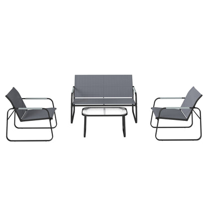 Conjunto De Jardín Outsunny Acero Galvanizado, Textilene Gris 111x71x75 Cm_4