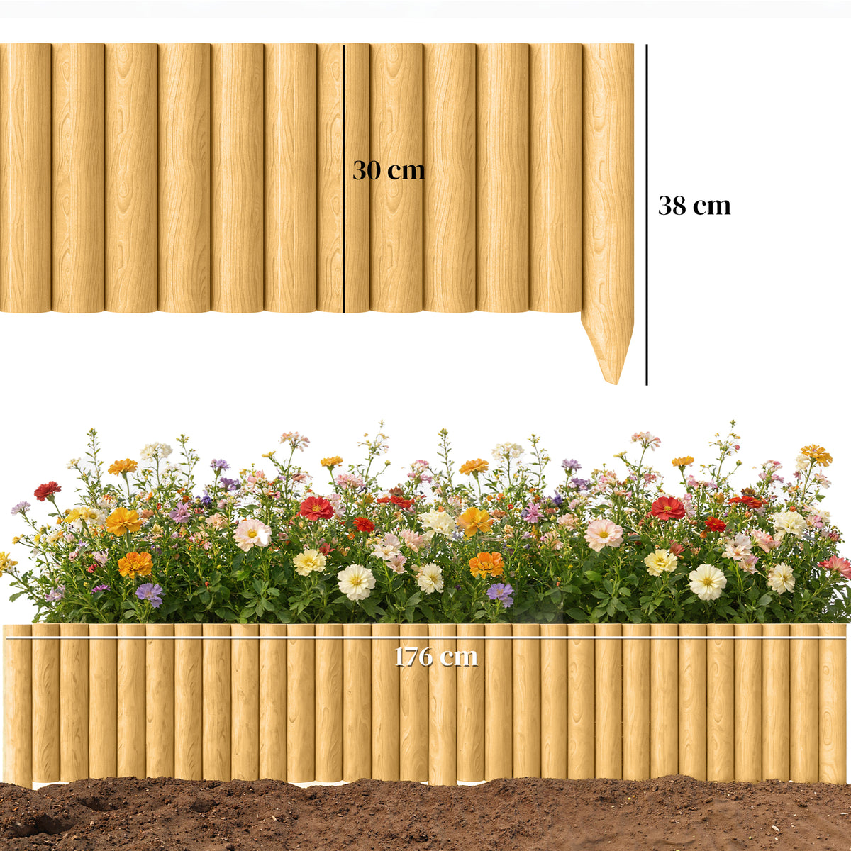 Valla De Jardín Outsunny Madera De Abeto Madera Natural 176x38 Cm_2