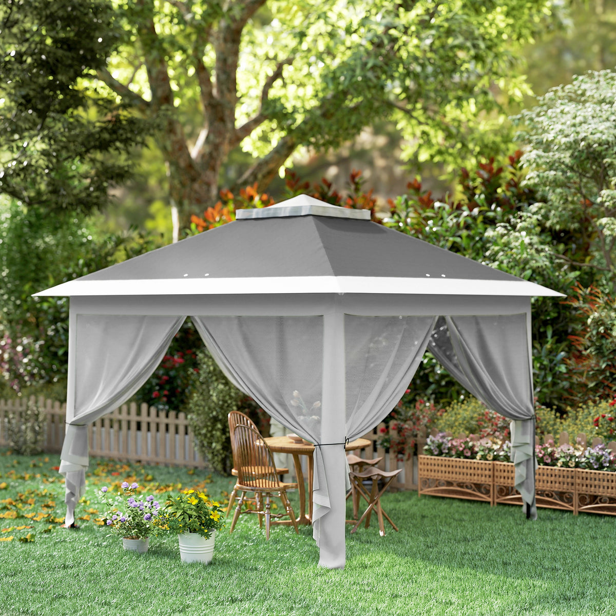 Carpa Plegable Outsunny Tela Oxford, Metal Gris Oscuro 330x330x288 Cm_3