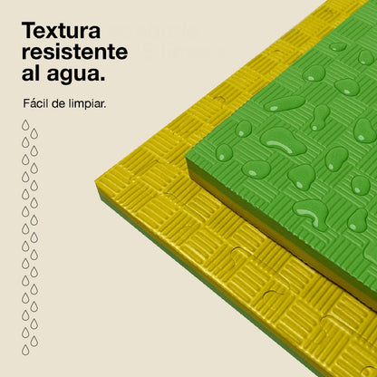 Tatami Puzzle 2,5cm 100x100cm, Pack 4 Unidades – Superficie 5 Líneas Amarillo/verde Jowy_4