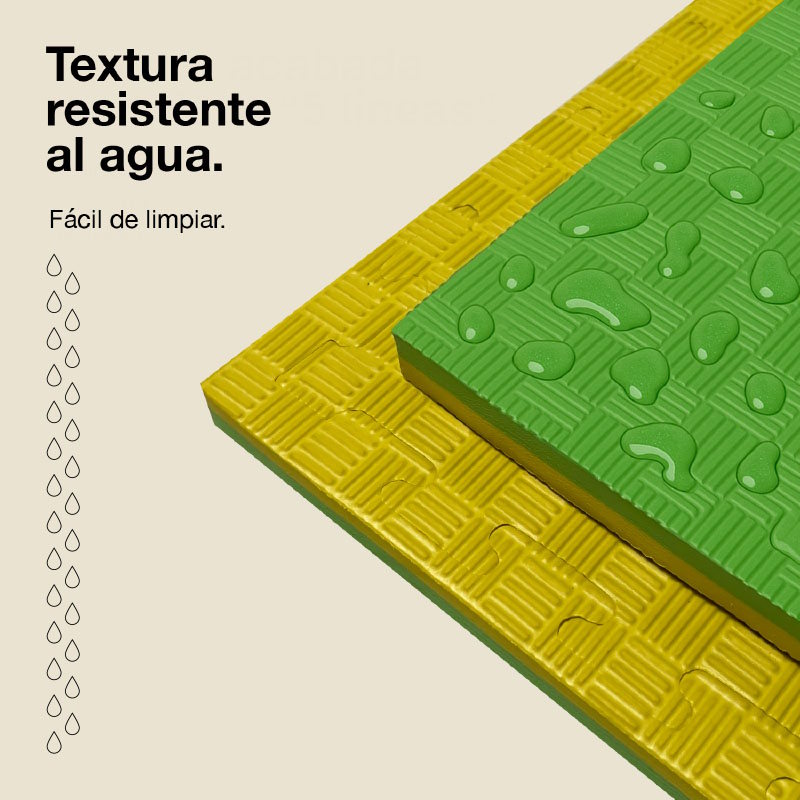 Tatami Puzzle 2,5cm 100x100cm – Superficie 5 Líneas Amarillo/verde Jowy_4