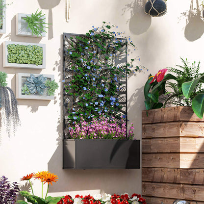 Jardinera Exterior Outsunny Metal Negro 61x23x113 Cm_1