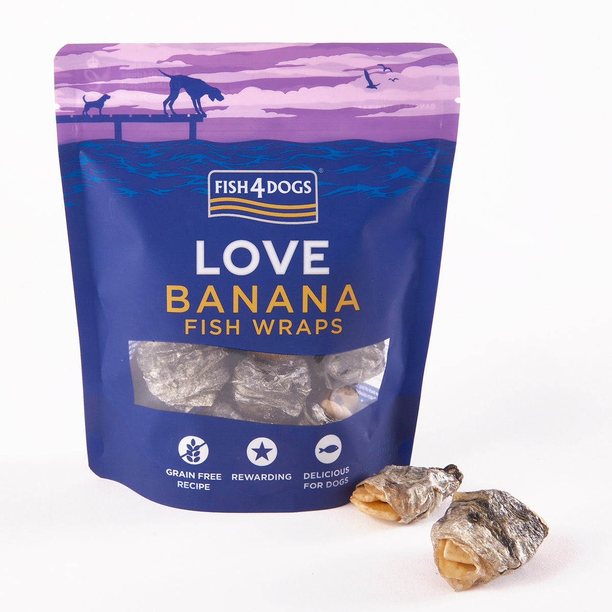 Fish4dogs Snack Natural Para Perros – Love Banana Con Pescado 100 G (pack De 10)_0