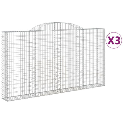 Cestas De Gaviones 3 Uds Forma De Arco Hierro 300x30x160/180 Cm_0