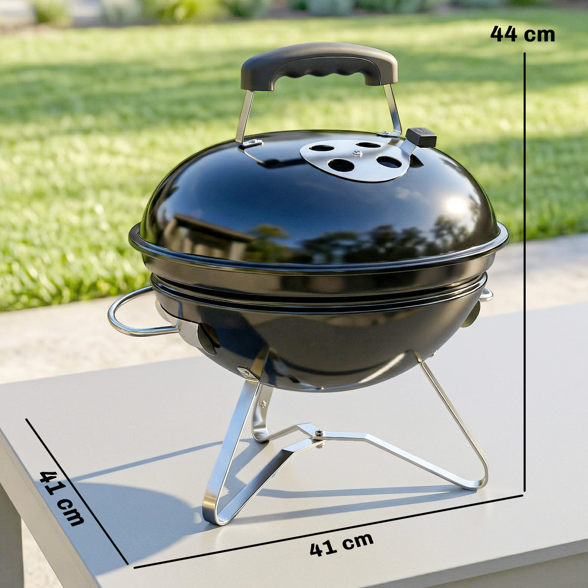 Barbacoa De Carbón Outsunny Metal, Acero Inoxidable Negro 41x41x44 Cm_2