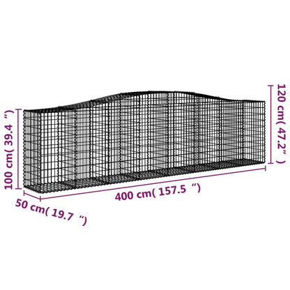 Cestas De Gaviones 2 Uds Forma De Arco Hierro 400x50x100/120 Cm_5