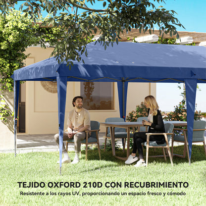 Carpa Plegable Outsunny Tela Oxford, Acero Azul 585x295x272 Cm_5