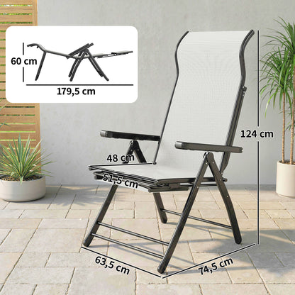 Sillas Plegables Reclinables Outsunny Metal, Textilene Gris Claro 179.5x63.5x60 Cm_2