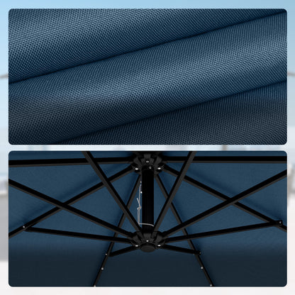 Parasol Excéntrico Outsunny Aluminio, Poliéster Azul Marino 380x345x256 Cm_3