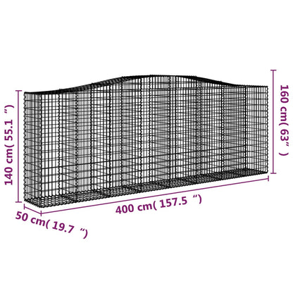 Cestas De Gaviones 25 Uds Forma De Arco Hierro 400x50x140/160cm_5