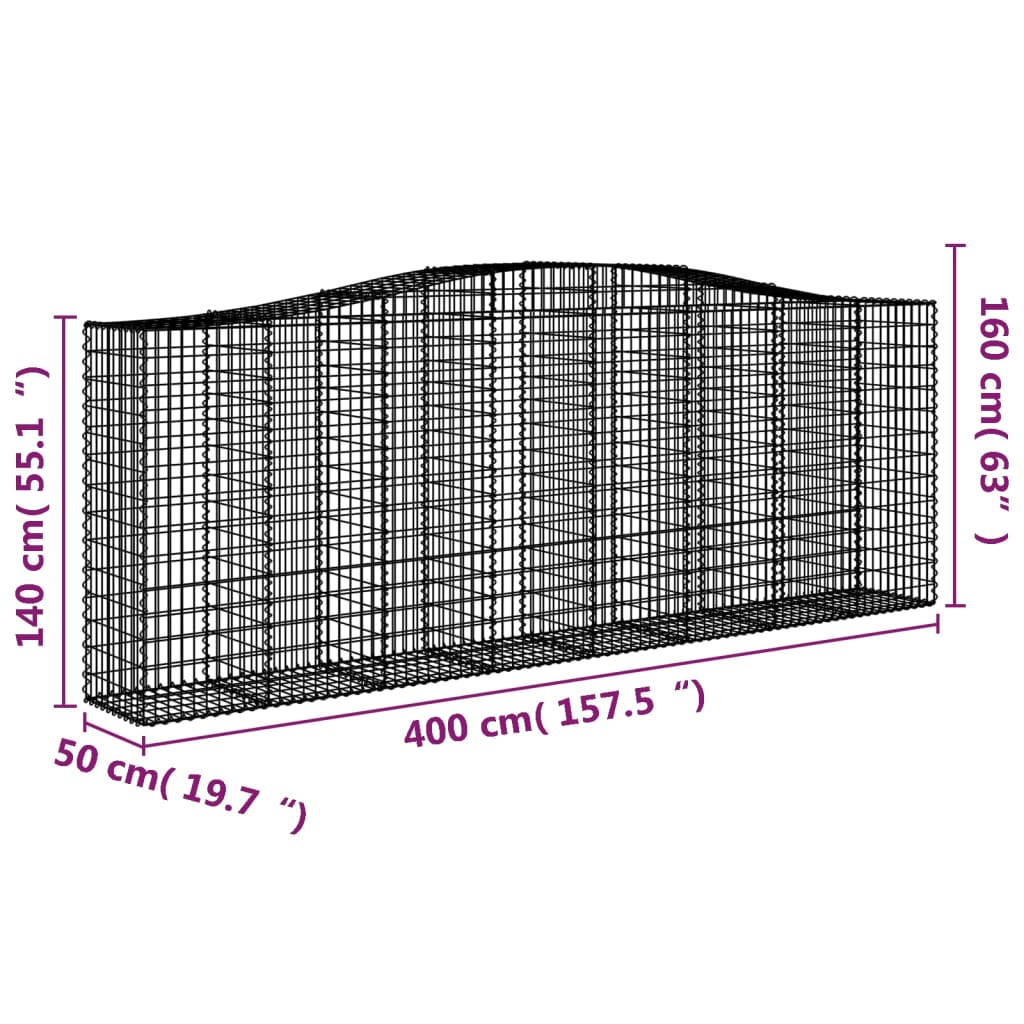 Cestas Gaviones 10 Uds Forma De Arco Hierro 400x50x140/160 Cm_5