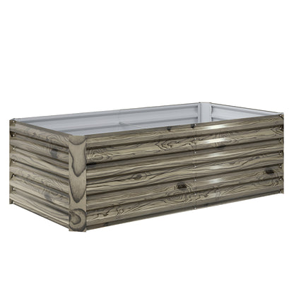Jardinera Exterior Outsunny Acero Galvanizado Madera Natural 180x90x57.5 Cm_0