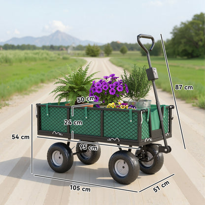 Carro De Playa Outsunny Acero, Tela Oxford Verde 105x51x54 Cm_2