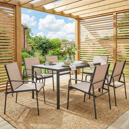 Conjunto De Jardín Outsunny Acero Galvanizado, Textilene Caqui 150x80x74 Cm_4