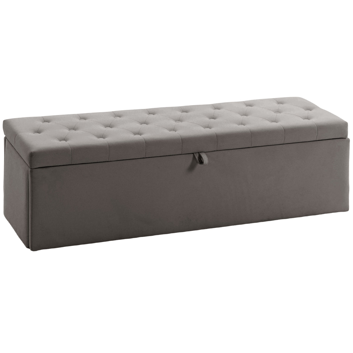 Banco De Almacenaje Homcom Terciopelo Gris 137x41x42 Cm_1