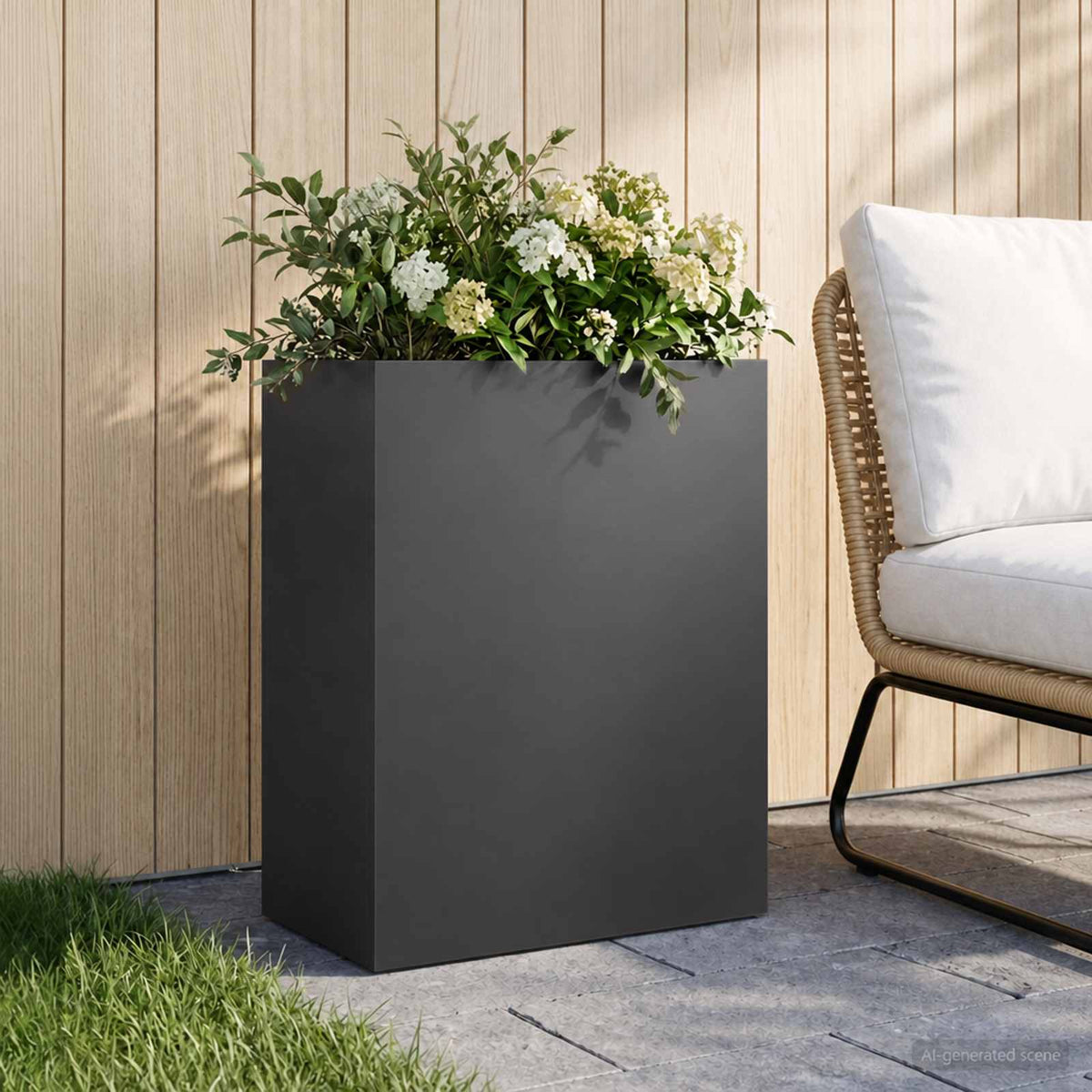 Macetero De Jardín Negro 40 X 20 X 50 Cm Acero Laminado En Frío_1
