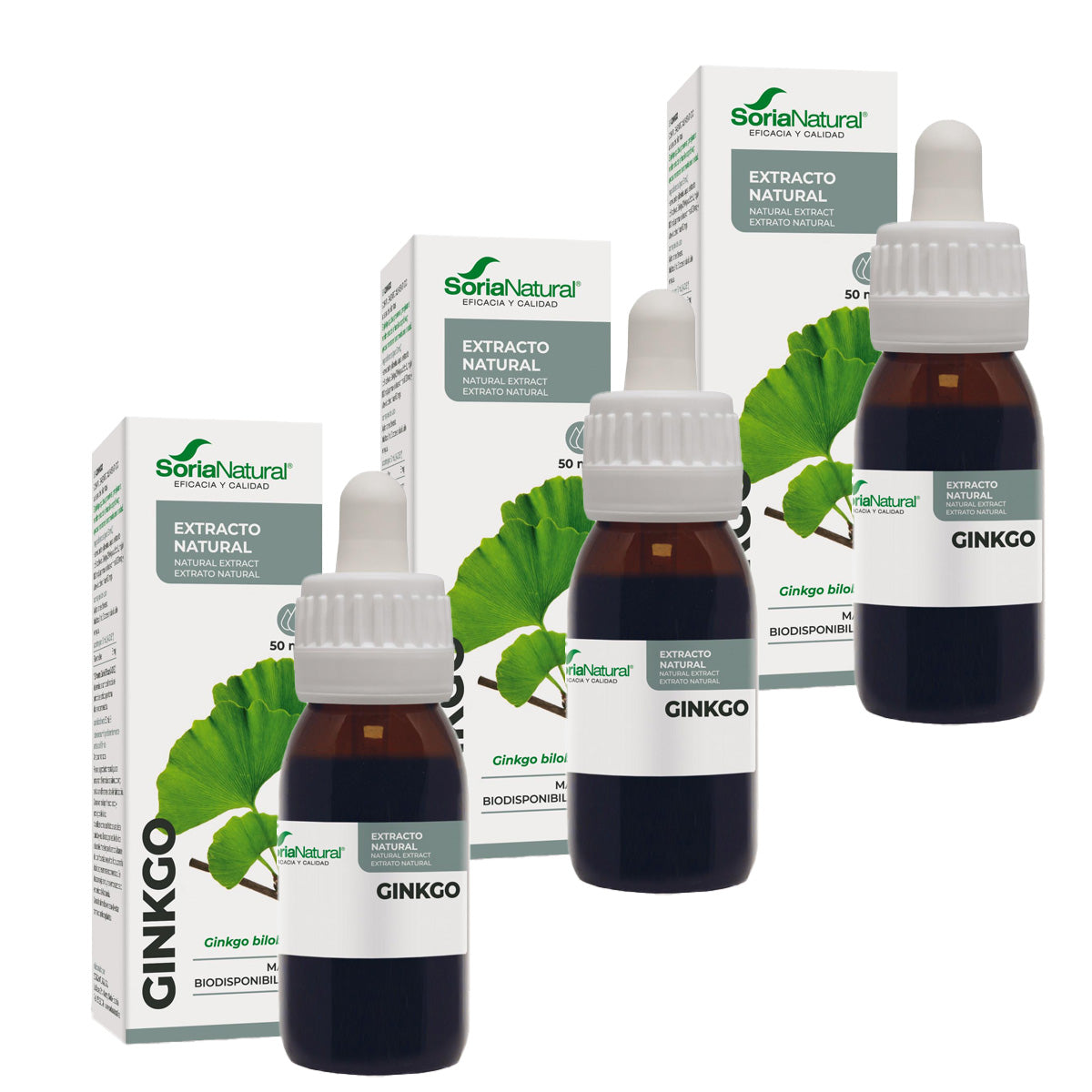 Pack 3x Extracto de Ginkgo Biloba Soria Natural, 50 ml