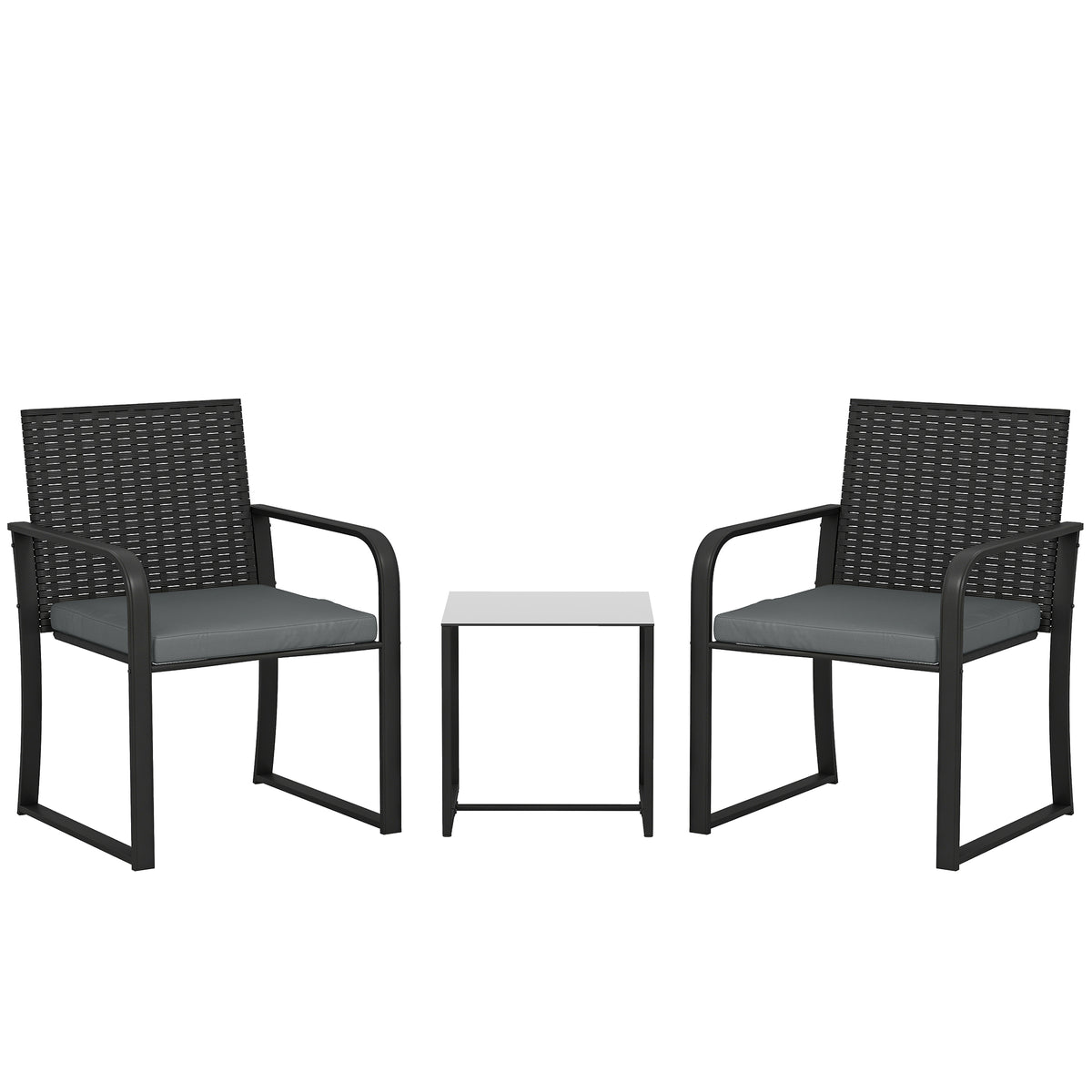 Conjunto De Jardín Outsunny Metal, Ratán Pe Gris 61x58.4x84 Cm_0