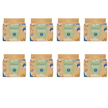 ECOBOOM - Pañal Ecológico de BAMBÚ Eco Boom. 70% Biodegradable, Hipoalergénico (TALLA 5/XL, 12-17 KG, PACK 8 BOLSAS, TOTAL 224 PAÑALES)