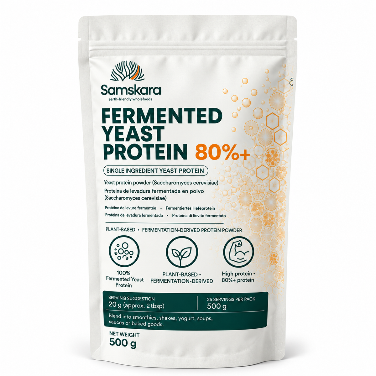 Samskara Proteína De Levadura Fermentada En Polvo 80% Vegana - 2kg (4 X 500g Envases Retail)_0