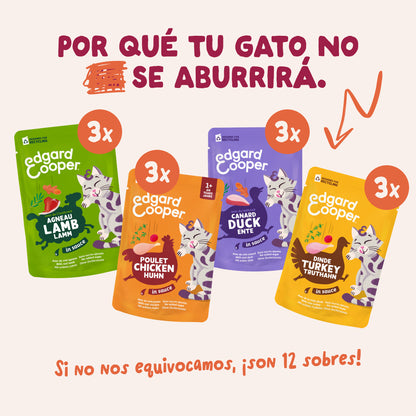 Sobres de comida húmeda para gatos Festines de la Granja Selección en Salsa | Edgard &amp; Cooper 85 g