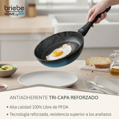 Briebe Set 2 Sartenes Inducción Acero Forjado 20-24cm Antiadherente Sin Pfoa, Fabricada En España, Mare, Azul_3