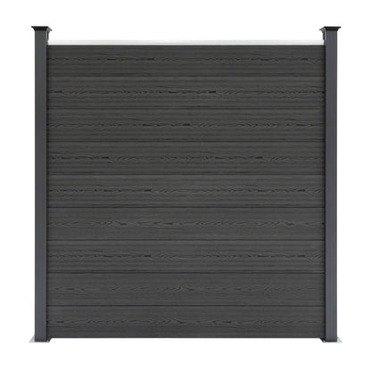 Vallas Para Exteriores De Wpc Y Aluminio - 1x Panel Cuadrado + 1x Oblicuo + 2x Postes Con Led | Gris_3