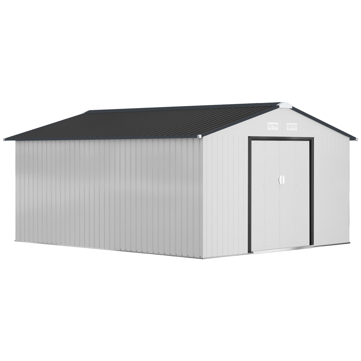 Cobertizo De Jardín Outsunny Acero Galvanizado Blanco 340x386x200 Cm_0