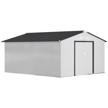 Cobertizo De Jardín Outsunny Acero Galvanizado Blanco 340x386x200 Cm_0