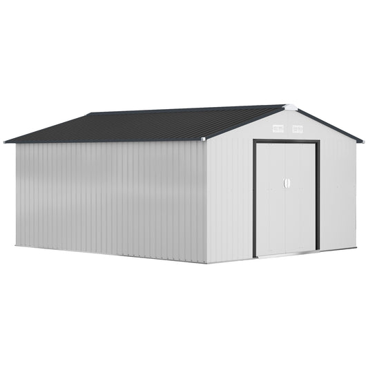 Cobertizo De Jardín Outsunny Acero Galvanizado Blanco 340x386x200 Cm_0