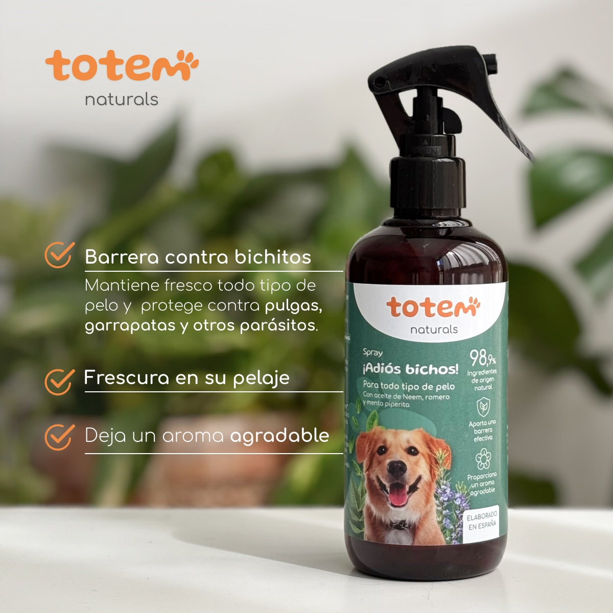 Spray natural repelente para perros Totem Naturals 250 ml