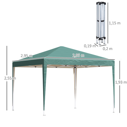 Carpa Plegable Outsunny Acero, Tela Oxford Verde 295x295x255 Cm_2