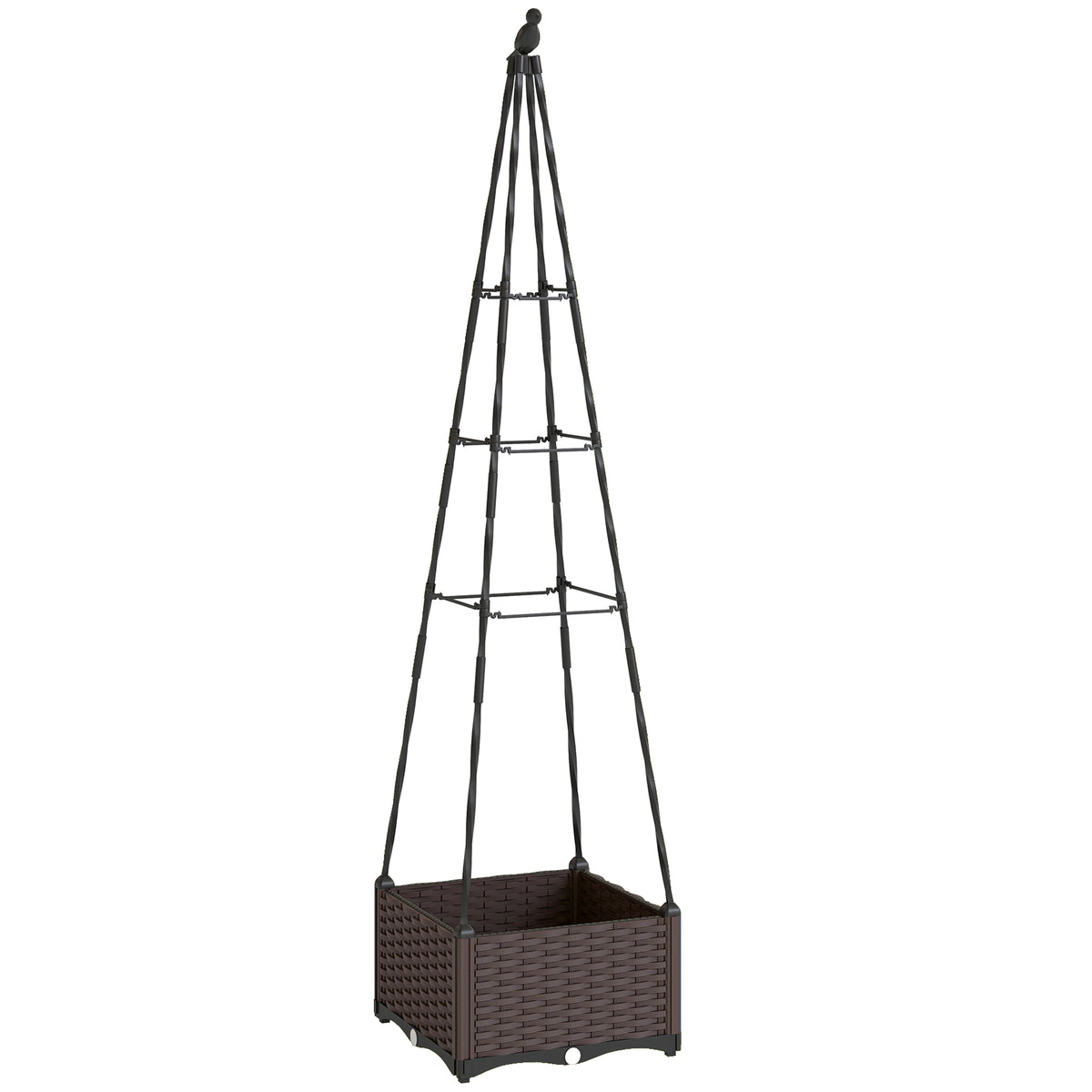 Jardinera Con Enrejado Outsunny Acero, Pp Negro 40x40x175 Cm_0