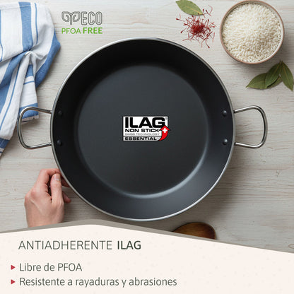 Briebe Paellera Inducción 34cm, 6 Raciones, Aluminio Prensado, Antiadherente Sin Pfoa, 3mm Espesor, Zafrán, Negro_3