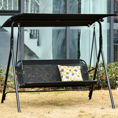 Columpio De Jardín Outsunny Metal, Poliéster, Texteline Negro 172x110x155 Cm_1