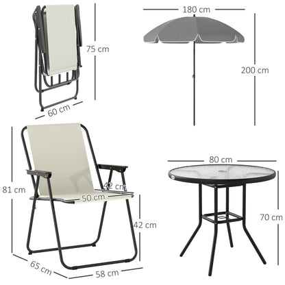 Conjunto De Jardín Outsunny Acero, Textilene Crema 80x80x70 Cm_2