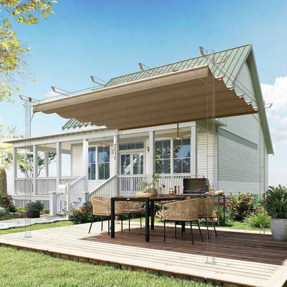 Techo De Pérgola Outsunny Poliéster Pardo 250x255x6 Cm_4