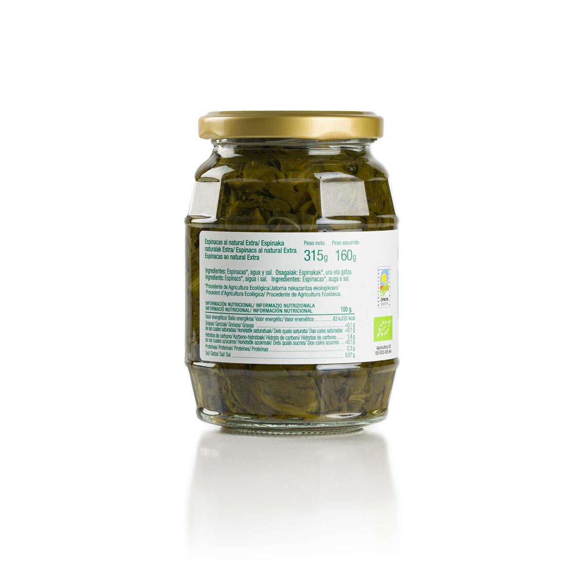 Espinacas Ecológicas al Natural en conserva Ékolo 315 g