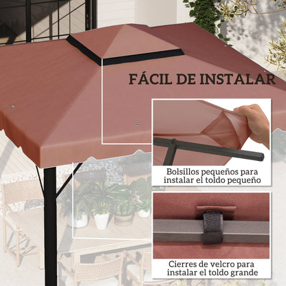 Techo De Repuesto Outsunny Tela De Poliéster Café 300x300 Cm_5