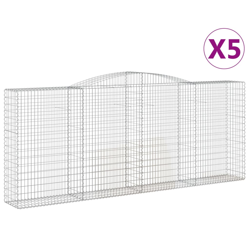 Cestas De Gaviones 5 Uds Forma De Arco Hierro 400x50x160/180 Cm_0